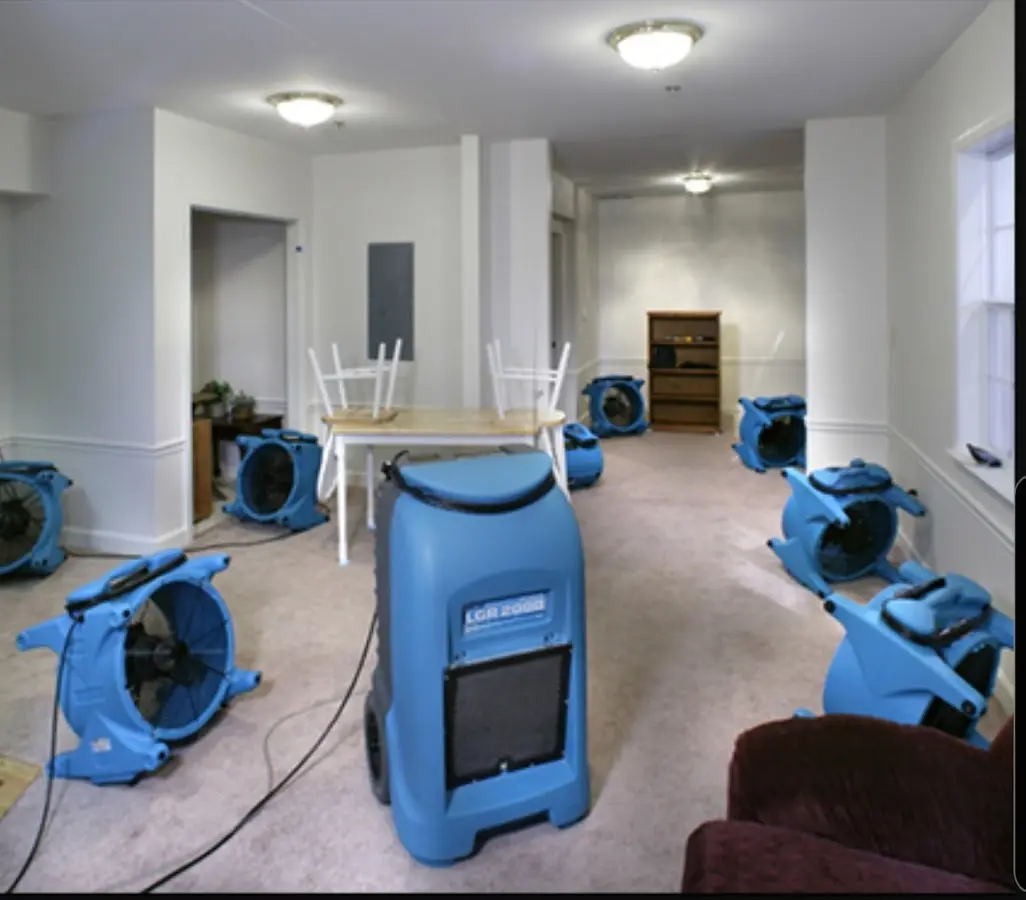 Air movers and dehumidifier setup for Water Extraction & Removal in Northville
